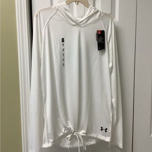 Under Armour Loose HeatGear Lightweight White Hoodie Womens' Sz L